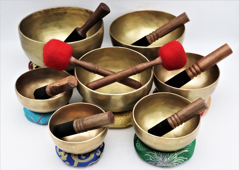 Chakra Tuned Authentic Handmade Seven Chakra Singing Bowls Tibetan