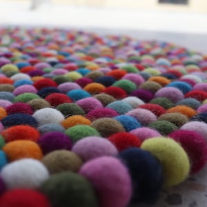Handmade Wool Felt Ball Rug: Multi-colored Round Mat for Home, Nursery ...