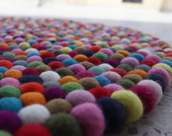 Pastel Rainbow Curtain Felt Ball Pom Pom Tie Backs