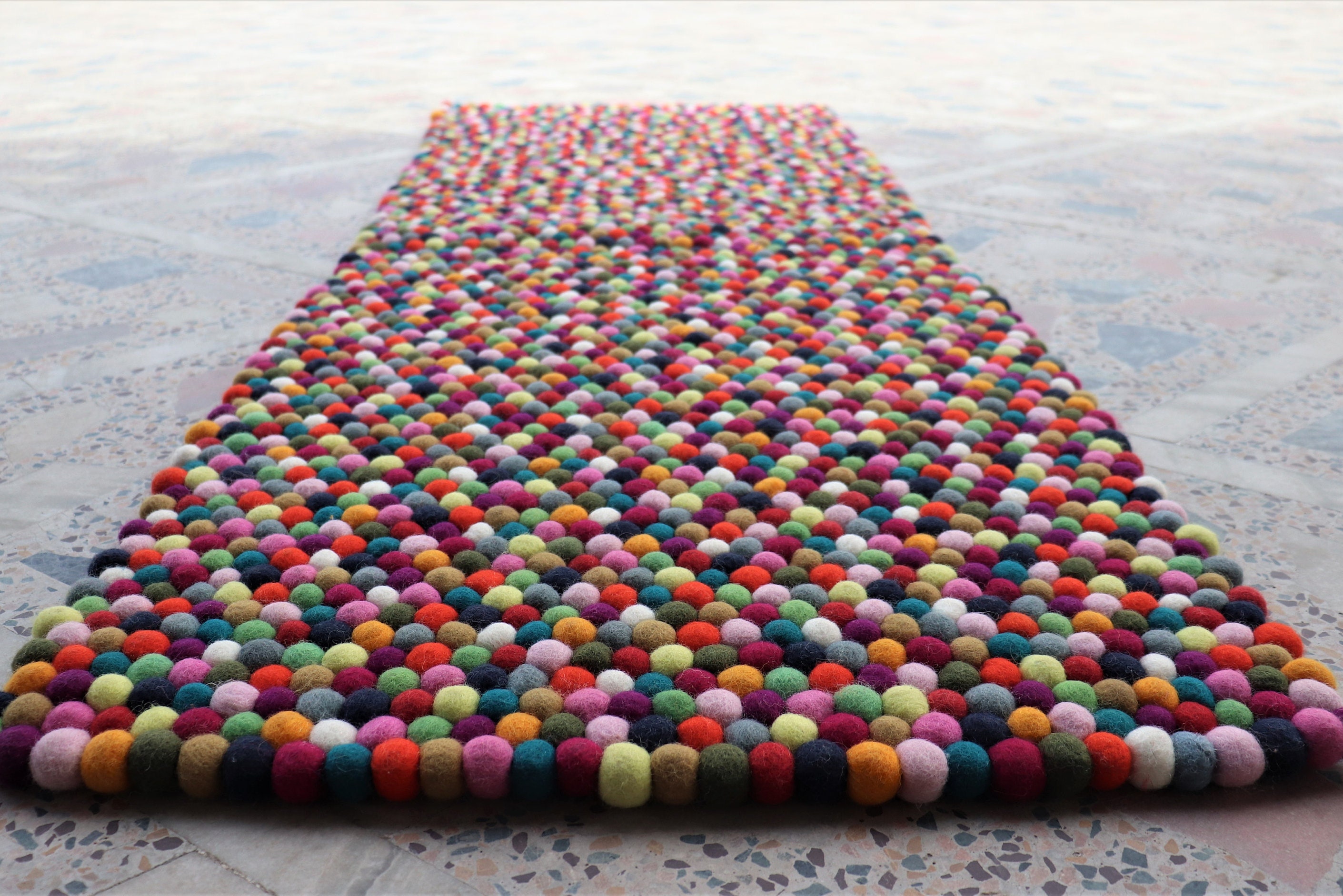 Felt Tube Rug Adorable 90-300 Cm Woolen Felt Rug, Rectangular Rug Made of 100% Pure ...