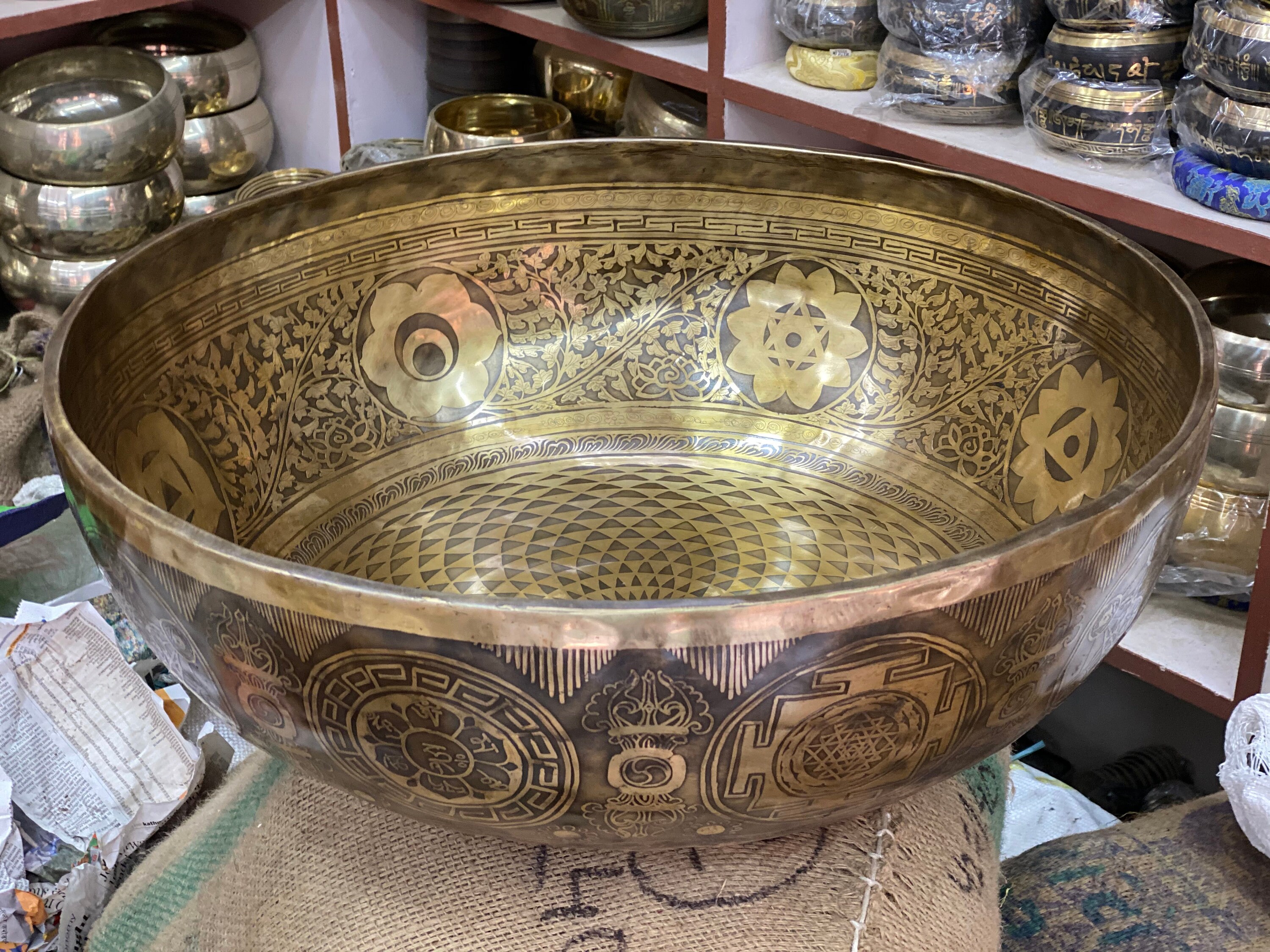 Extra Large Singing Bowl Flower of Life Etched Large Etsy