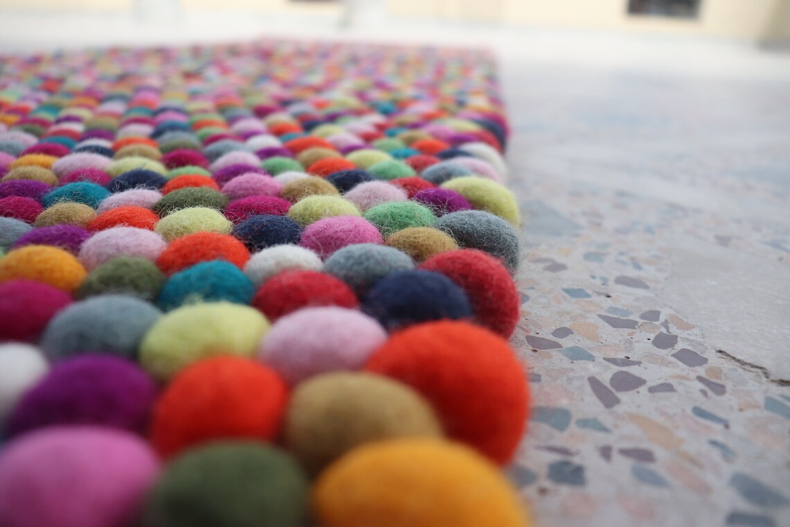 Adorable 90-300 Cm Woolen Felt Rug, Rectangular Rug Made of 100% Pure ...