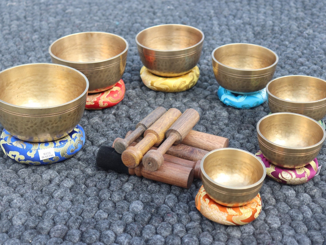 Stunning Set of 7 Singing Bowls Handmade in Nepal Tibetan Etsy