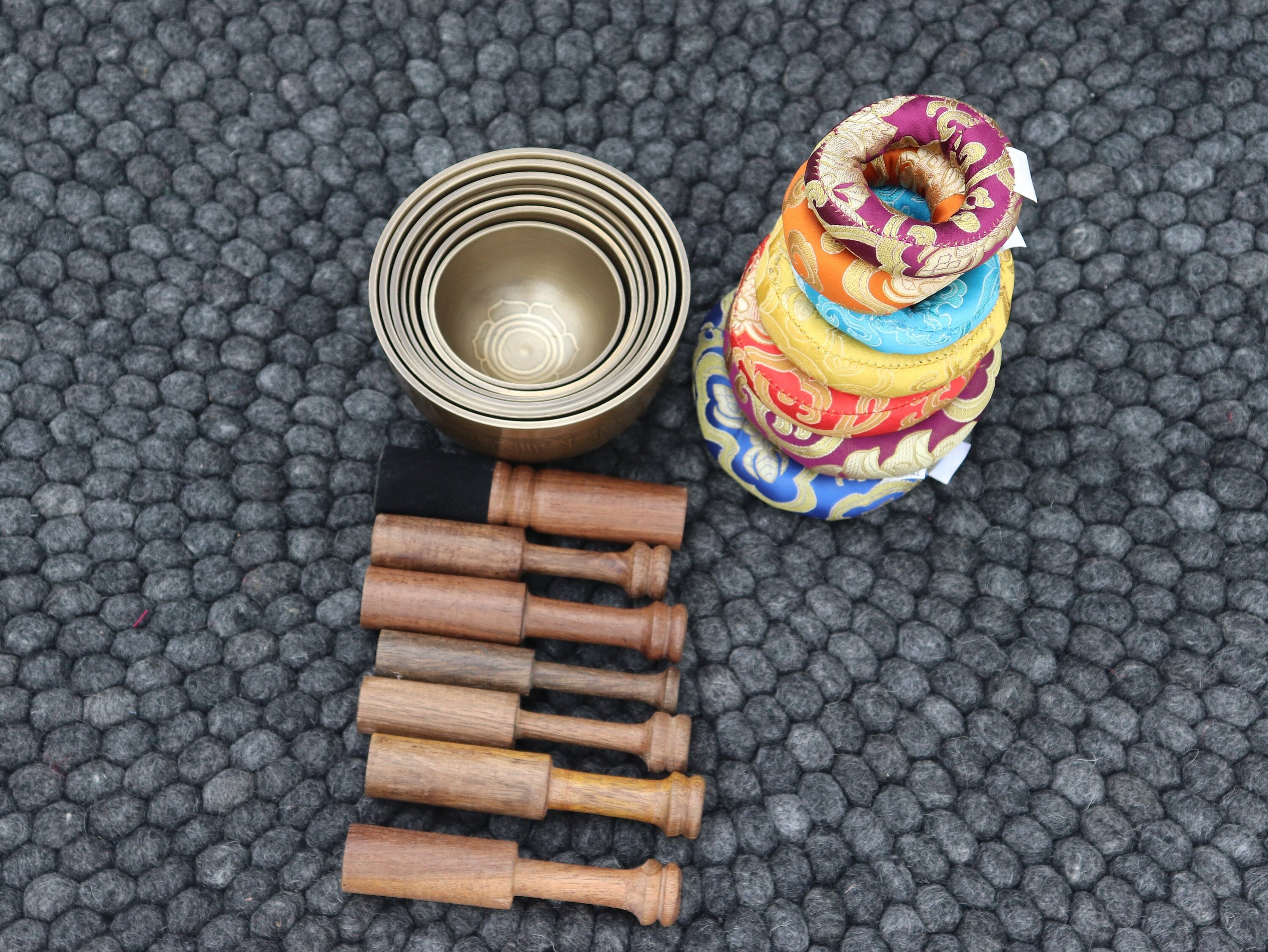 Stunning Set of 7 Mantra Etched Singing Bowl Handmade Tibetan | Etsy