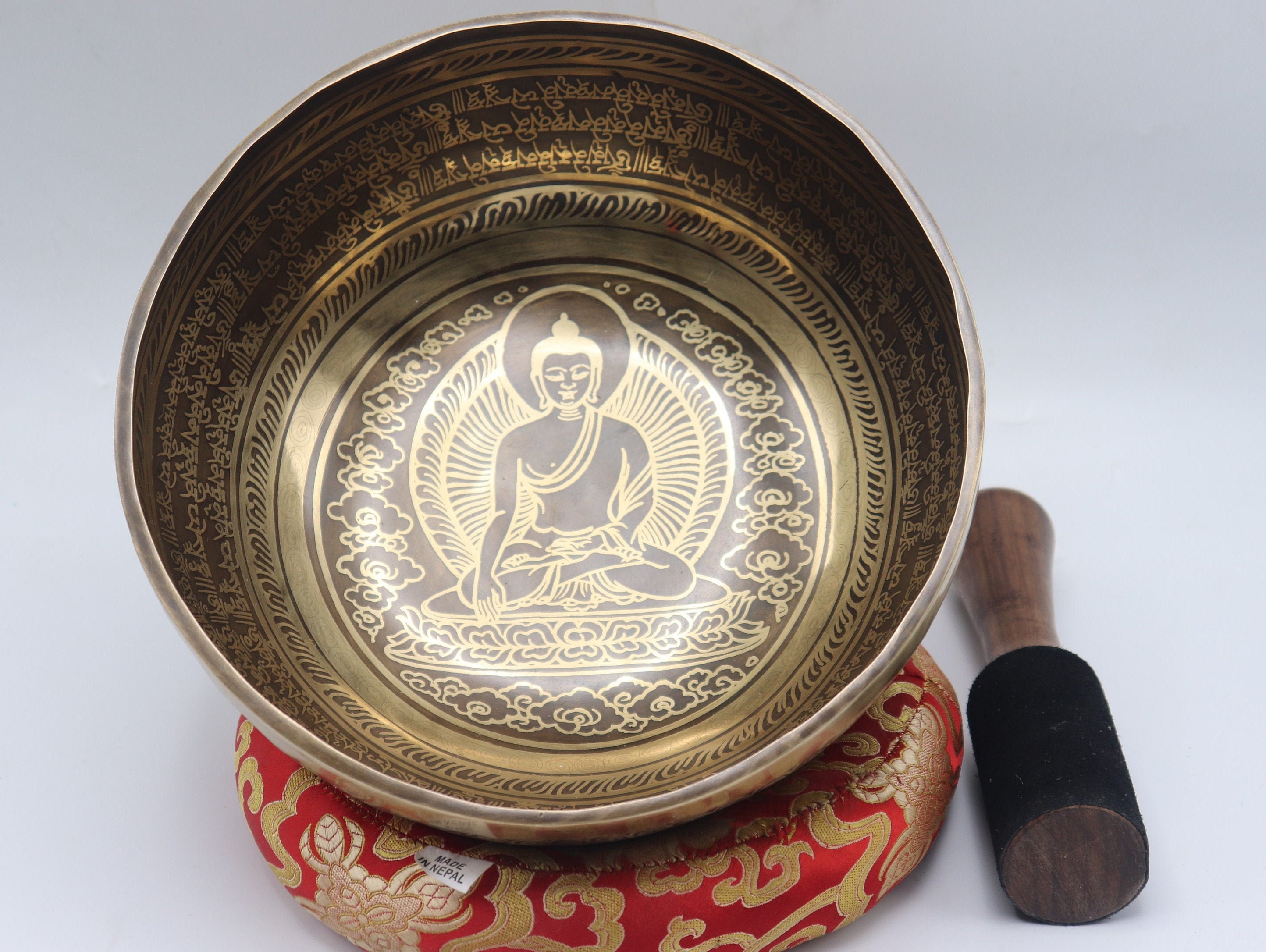Stunning 9 inches Lord Buddha engraved singing bowl Tibetan Etsy