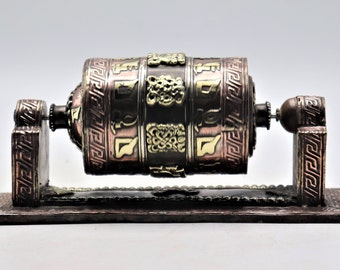 Gorgeous Buddhist spinning Prayer wheel, Mantra etched Tibetan Prayer wheel - home and living - handmade in Nepal