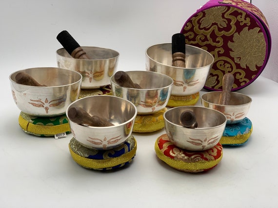 Singing Bowl Set of 7 Handmade in Nepal Gorgeous 7 Bowls | Etsy