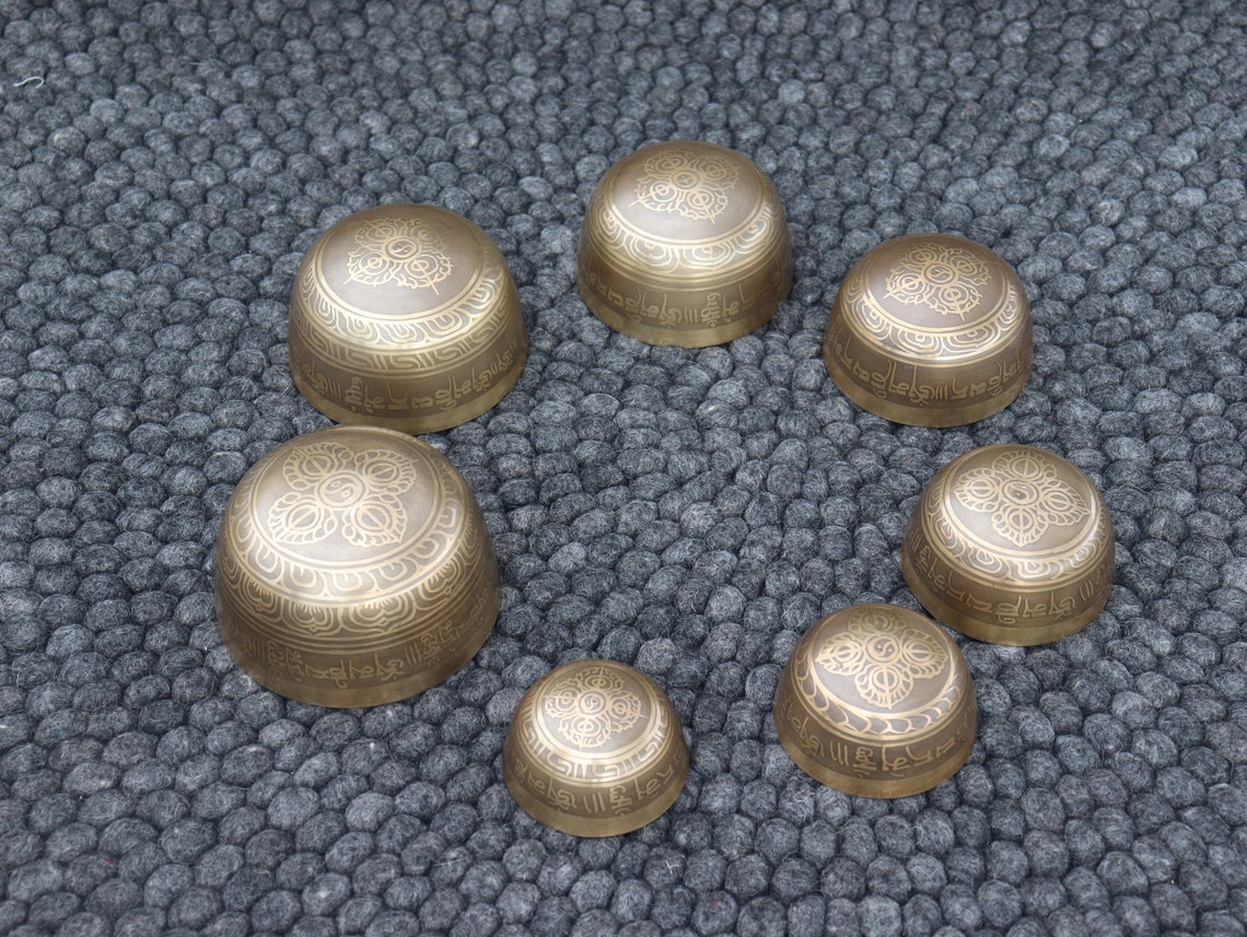 Stunning Set of 7 Mantra Etched Singing Bowl Handmade Tibetan - Etsy