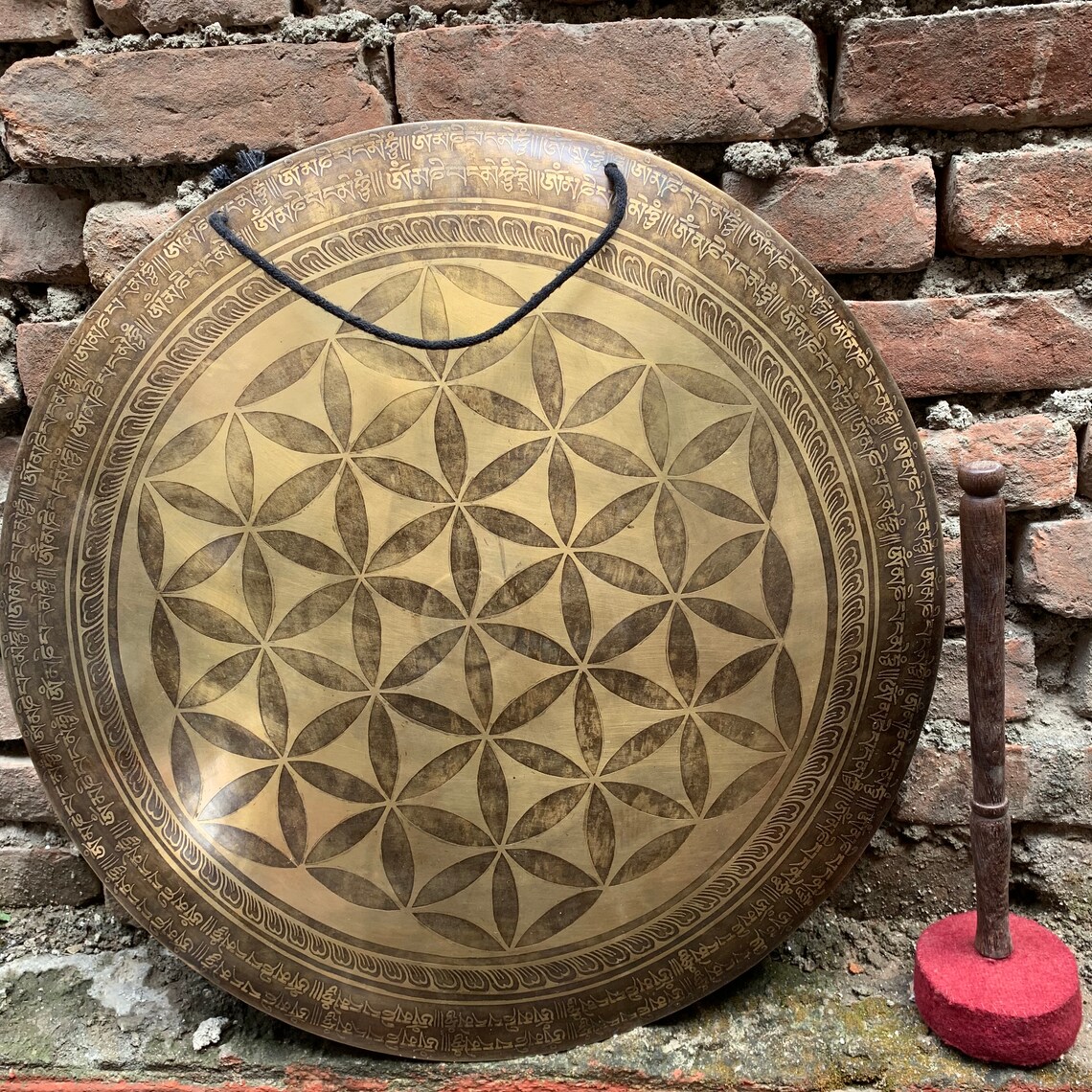 20 Inches Flower of Life Carved Gong Bell Handmade Tibetan Etsy