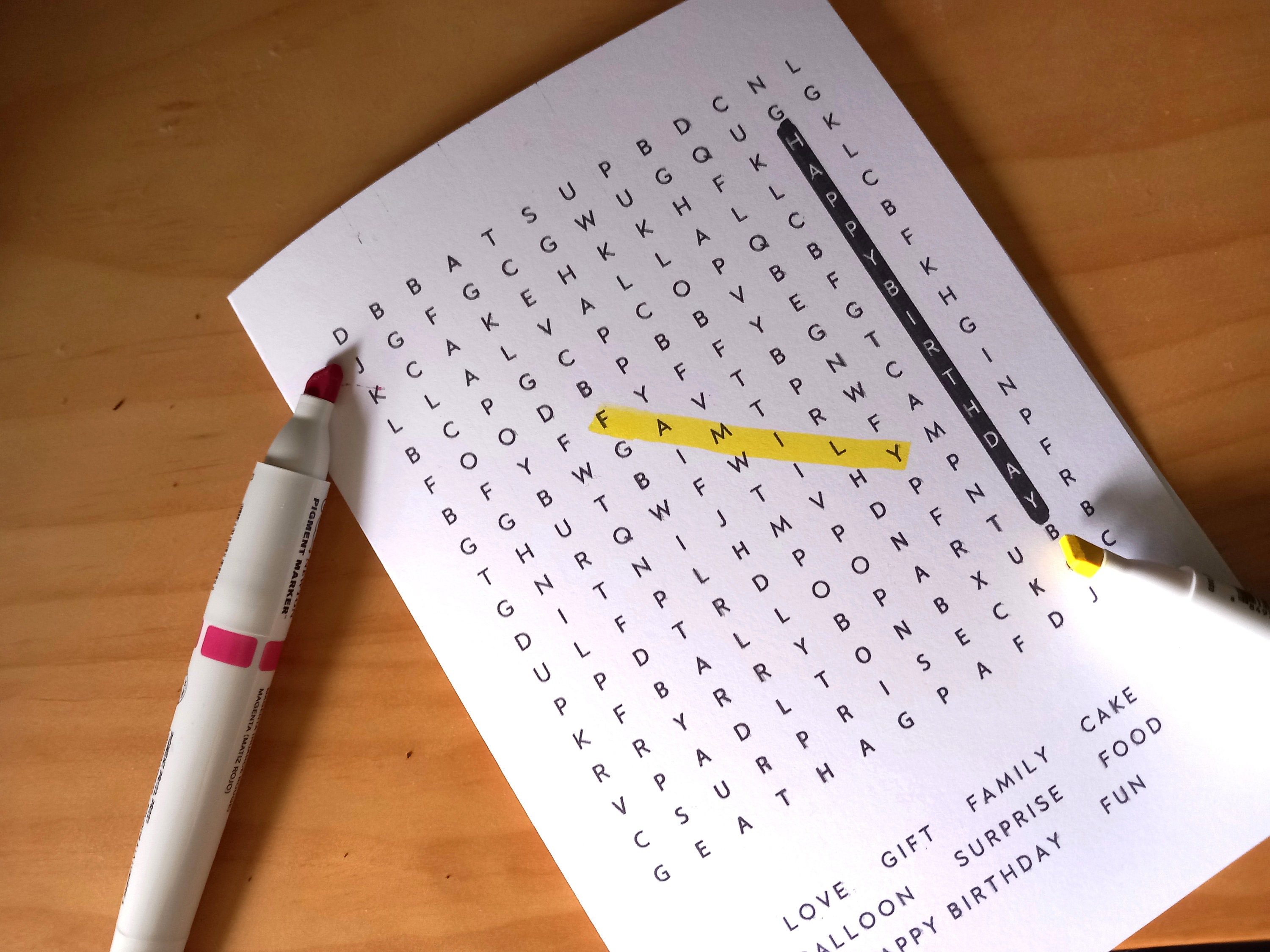Printable Wordsearch Birthday Card PDF Download A5 Card - Etsy
