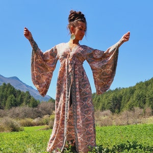 Women's silk kimono, Boho dress, Festival garment, Ceremony dress, Silk goddess dress, Boho woman long dress