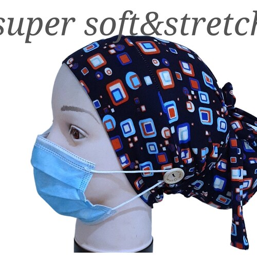 Scrub Caps for Women With Buttons Surgical Cap Women Scrub Etsy