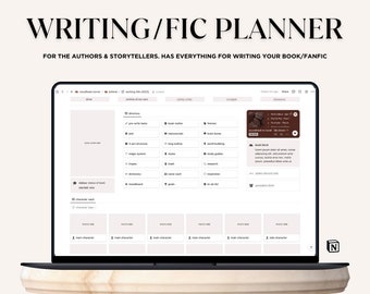 Notiesjabloon voor schrijvers, schrijversplanner, notieplanner, digitale schrijfplanner, auteurorganisator, romanschrijven, Fanfic Planner