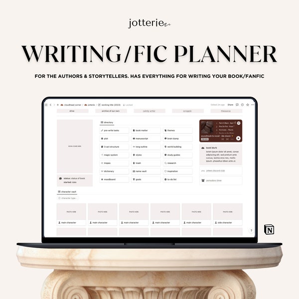 Notion Vorlage für Writers, Writers Planer, Notion Planer, Digitaler Schreibplan, Autor Organisator, Roman Schreiben, Fanfisch Planer