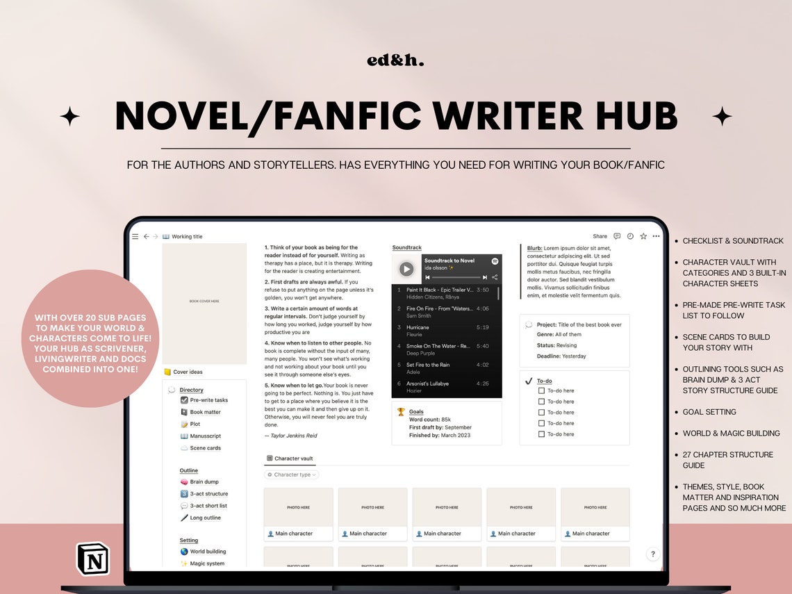 Notion Template for Writers Writers Planner Notion Planner Etsy Notion Template for Writers Writers Planner Notion Planner Etsy