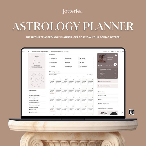 Modèle d'astrologie 2023 pour notion | Journal du zodiaque | Modèle notionnel | de journal d'astrologie | Agenda numérique | Journal d'astrologie