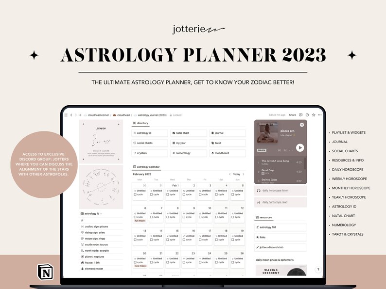 2023 Astrology Template for Notion Zodiac Journal Notion Template