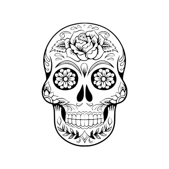 Dia De Los Muertos Skull Outline