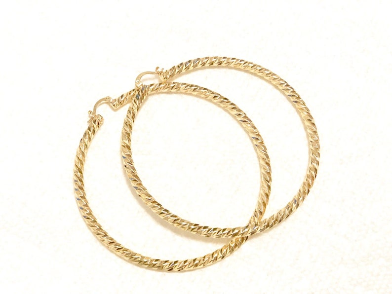 14k Gold Filled Diamond Cut Hoop Earrings for Women - Etsy