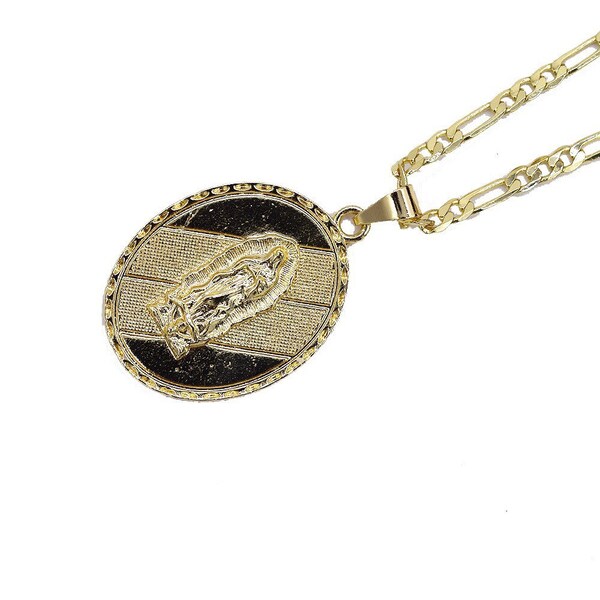 14k gold filled Guadalupe pendant with figaro chain!