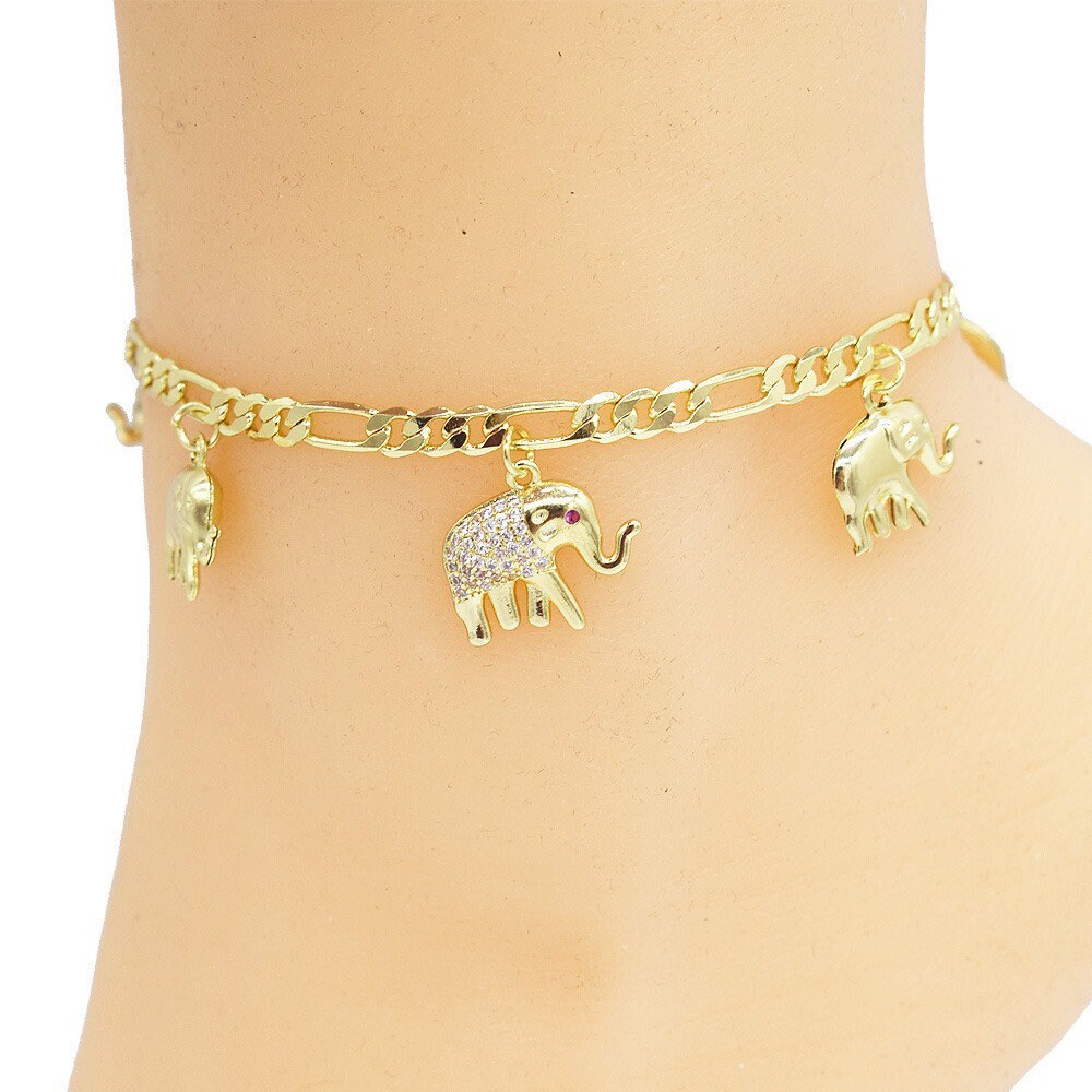 14k Gold Filled elephant Anklet Iced Out Etsy
