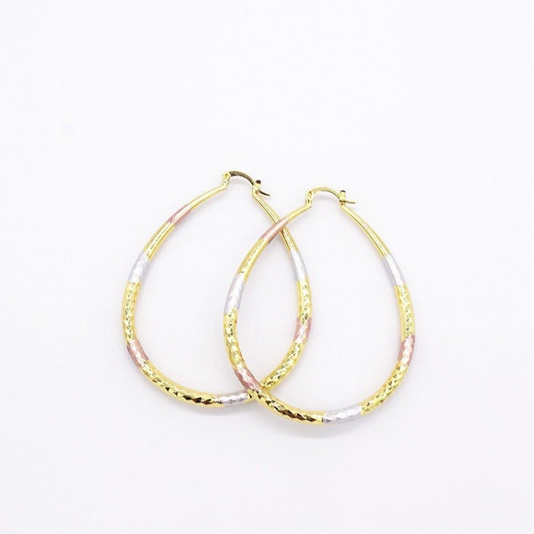 14k gold filled tri color oval hoop earrings for women!