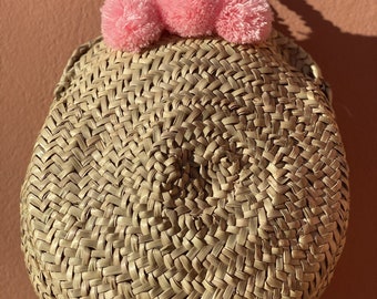 Moroccan Straw Handbag with Pompom