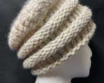 Basketweave Beanie - Hand knit