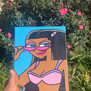 Paulina from Danny Phantom Acrylic Canvas Painting 8 In X 10 In ~ Nickelodeon Art Room Decor Wall Art