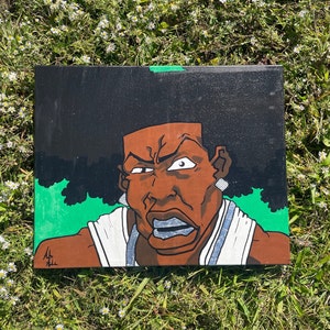 Thugnificent &quot;Boondocks&quot; Acrylic Canvas Painting boondocks 16 In X 20 In - Black Anime Art Room Decor