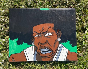 Pintura acrílica "Boondocks" de Thugnificent: Decoración de arte anime (40 x 50 cm)