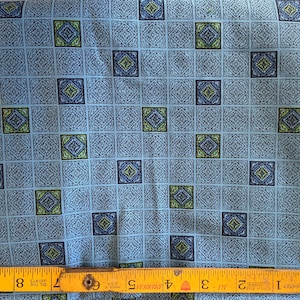 Very old piece of blue vintage fabric, 35” wide and 3 yards and 15 inches long.
