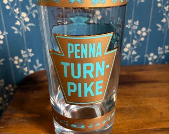Fun vintage Pennsylvania Turnpike glass! Great unique piece for your mcm bar! Not sure of the age on this!