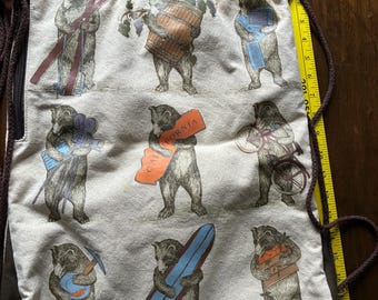 Cute vintage drawstring backpack cotton canvas with collection of sweet California bear hug bears! Lightly used!