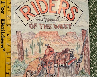 Vintage coloring book, Riders and Horses of The West, 1990 published by Grand Canyon Publishing. Great condition a few marks inside cover.