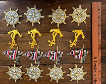 Beautiful set of 32 Nautical sew on appliqué patches! Brillant and crisp like new! Anchors, ships wheel and flags!