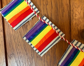 Handmade one of a kind folk art rainbow flag garland! use on your tree or every day display!