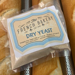 Instant Dry Yeast 3.5 oz / 100 gr – Vacuum packed for Freshness - Ideal for French Breads, Baguettes, Croissants, Brioches, etc.