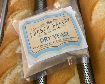 Instant Dry Yeast 3.5 oz / 100 gr – Vacuum packed for Freshness - Ideal for French Breads, Baguettes, Croissants, Brioches, etc.