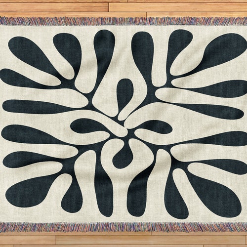 Woven Cotton Tapestry/throw Blanket Lady With Unicorn Etsy