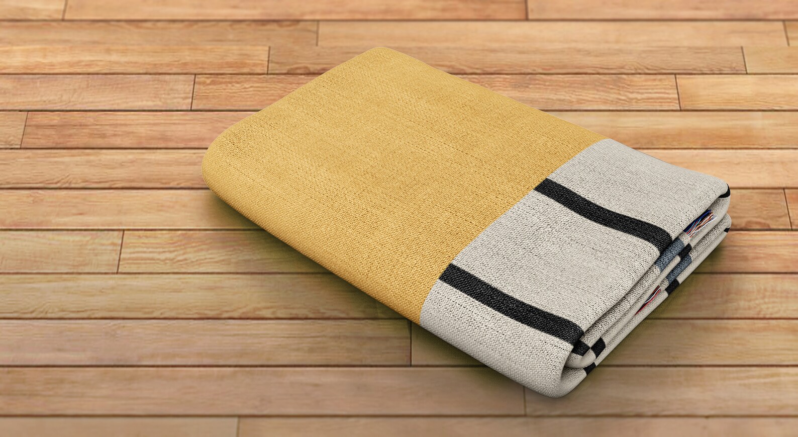 Yellow Stripped Color Block Blanket Cozy Soft Cotton Woven | Etsy