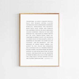 Colossians 3:12-17, NIV, Bible Verse Wall Art, Printable Scripture. Christian Wedding Gift, Maximum Size 24x36