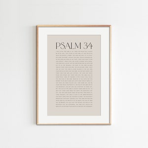 Psalm 34, Bible Verse Wall Art, Printable Scripture, Minimalist Print, Bible Verse Print,  Christian Gift, Maximum Size 24x36
