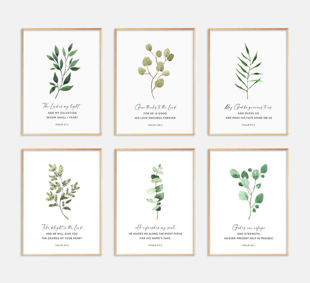 Set of 6 Psalms Bible Verse Wall Art Printable Scripture Prints ...