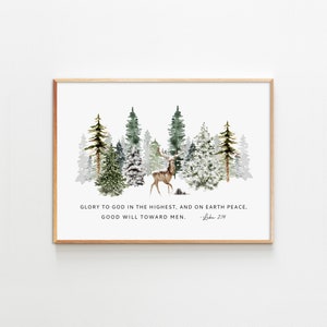 Lucas 2:14, Gloria a Dios en las alturas, Arte mural con versículos bíblicos, Decoración navideña, Arte mural navideño, Tarjetas de Navidad imprimibles