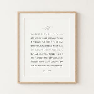Psalm 1: 1-3 Bibel-Vers-Wandkunst, druckbare Schrift, Vatertagsgeschenk, minimalistischer Druck