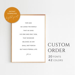 Impressão de citações personalizadas, pôster personalizado, arte de parede de versículos da Bíblia, escrituras imprimíveis, tamanho máximo 24X36