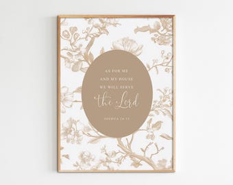 Joshua 24:15, Bible Verse Wall Art, Printable Scripture, Housewarming Gift,  Maximum Size 16X20