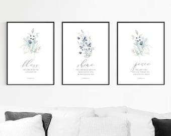 Bible Verse Prints Set: Floral Christian Wall Decor (Digital Download)