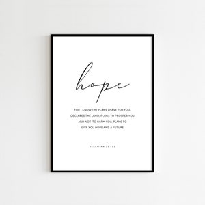 JEREMIAH 29: 11 Hope Bible Verse Wall Art Printable Scripture print Christian Wall Art Digital Print
